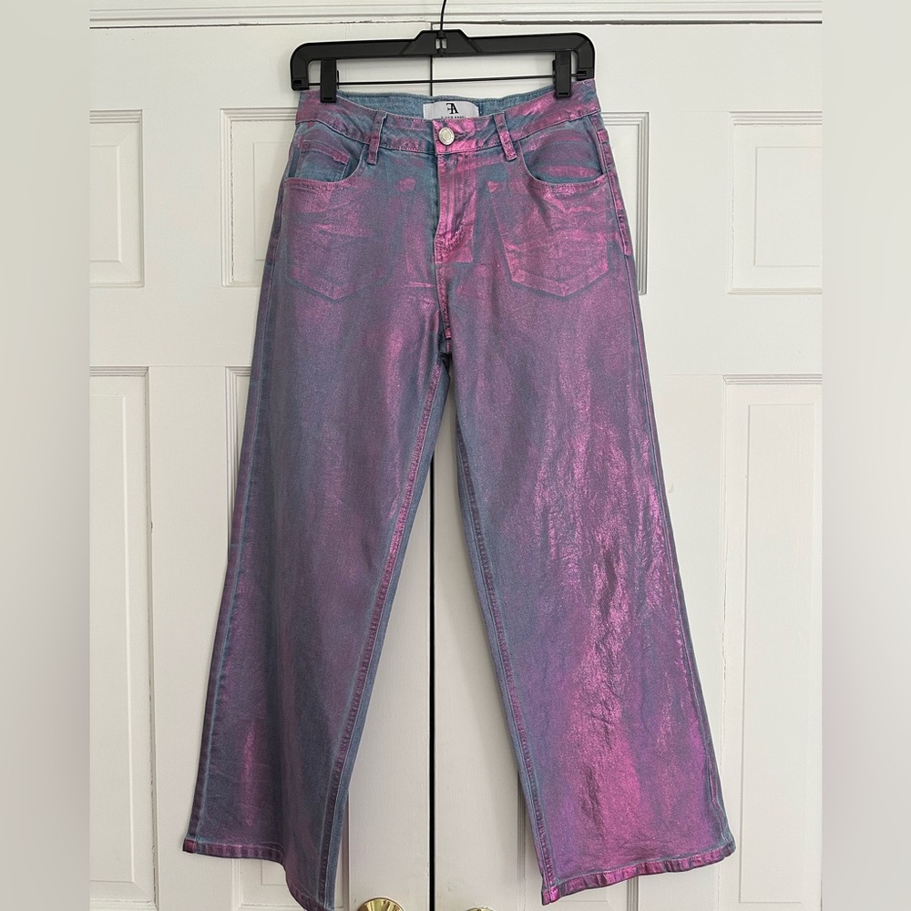 Iridescent Pink metallic Jeans 26